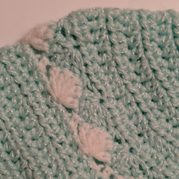 Grandma Made Crochet Sweater & Hat 0 -3 M Mint - Picture 8 of 8